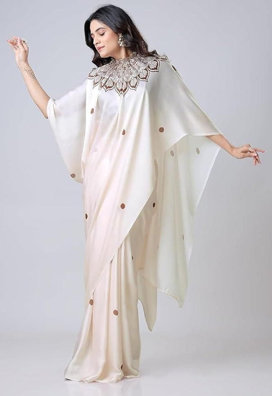 Printed Kaftan Saree with Blouse